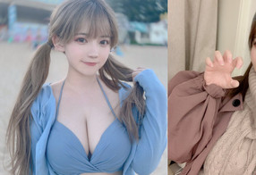 比基尼撑爆！双马尾萌系Coser「鯊魚SAME」沙滩解放「浑圆巨乳」让人把持不住啦！